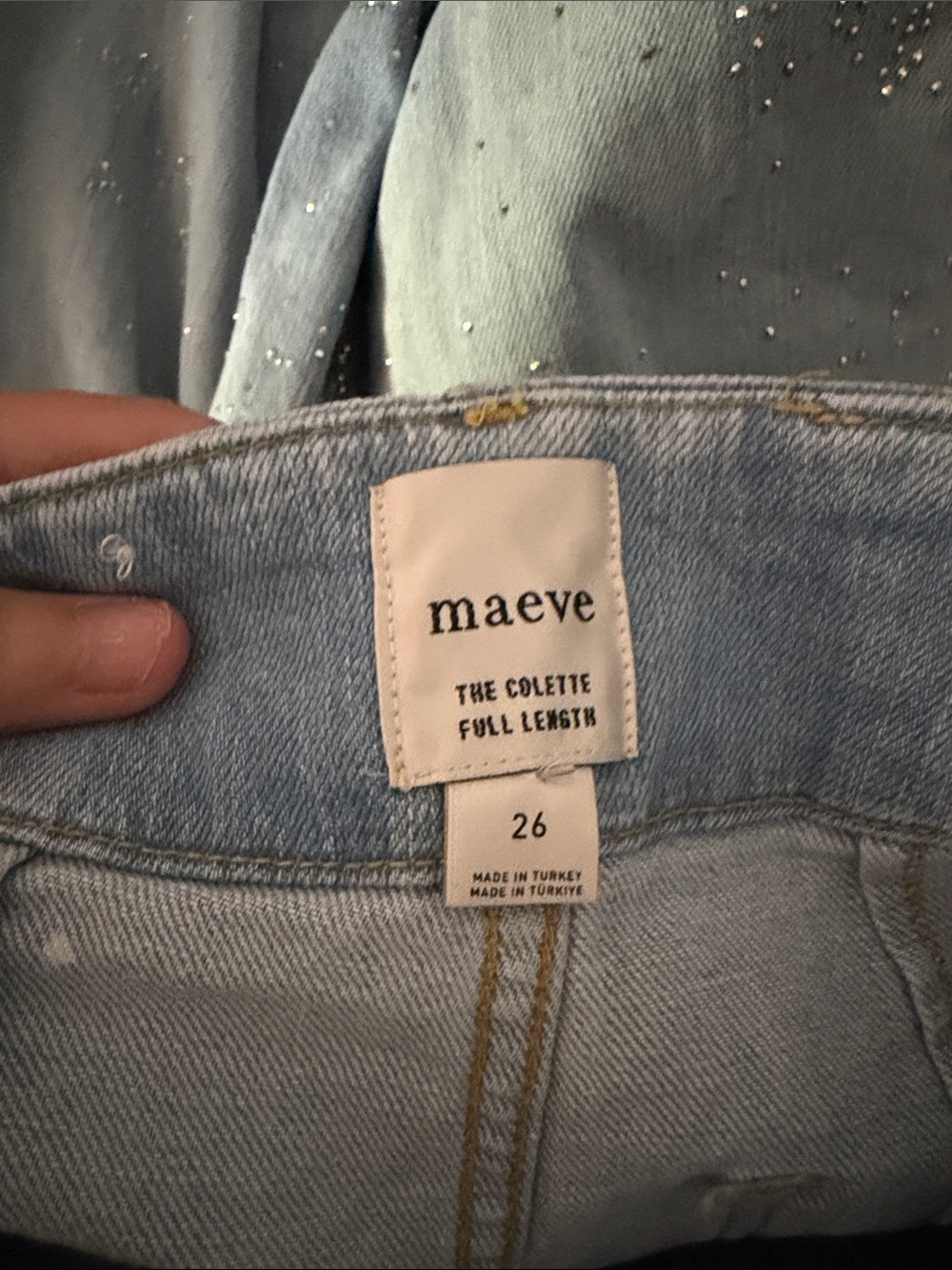 Anthropologie Maeve Collette Full Length Sparkle Jeans- size 26 - Picture 10 of 11